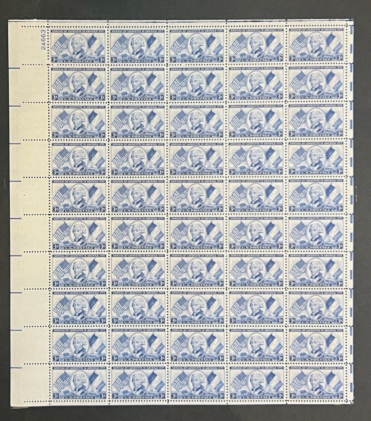 US 1010 Mint Sheet (MNH) Marquis de Lafayette 3-Cent 1952 ZAYIX