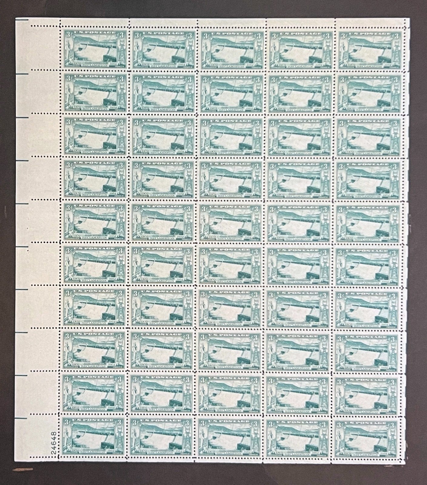 US 1009 Mint Sheet (MNH) Grand Coulee Dam 50th Anniversary 3-Cent 1952 ZAYIX