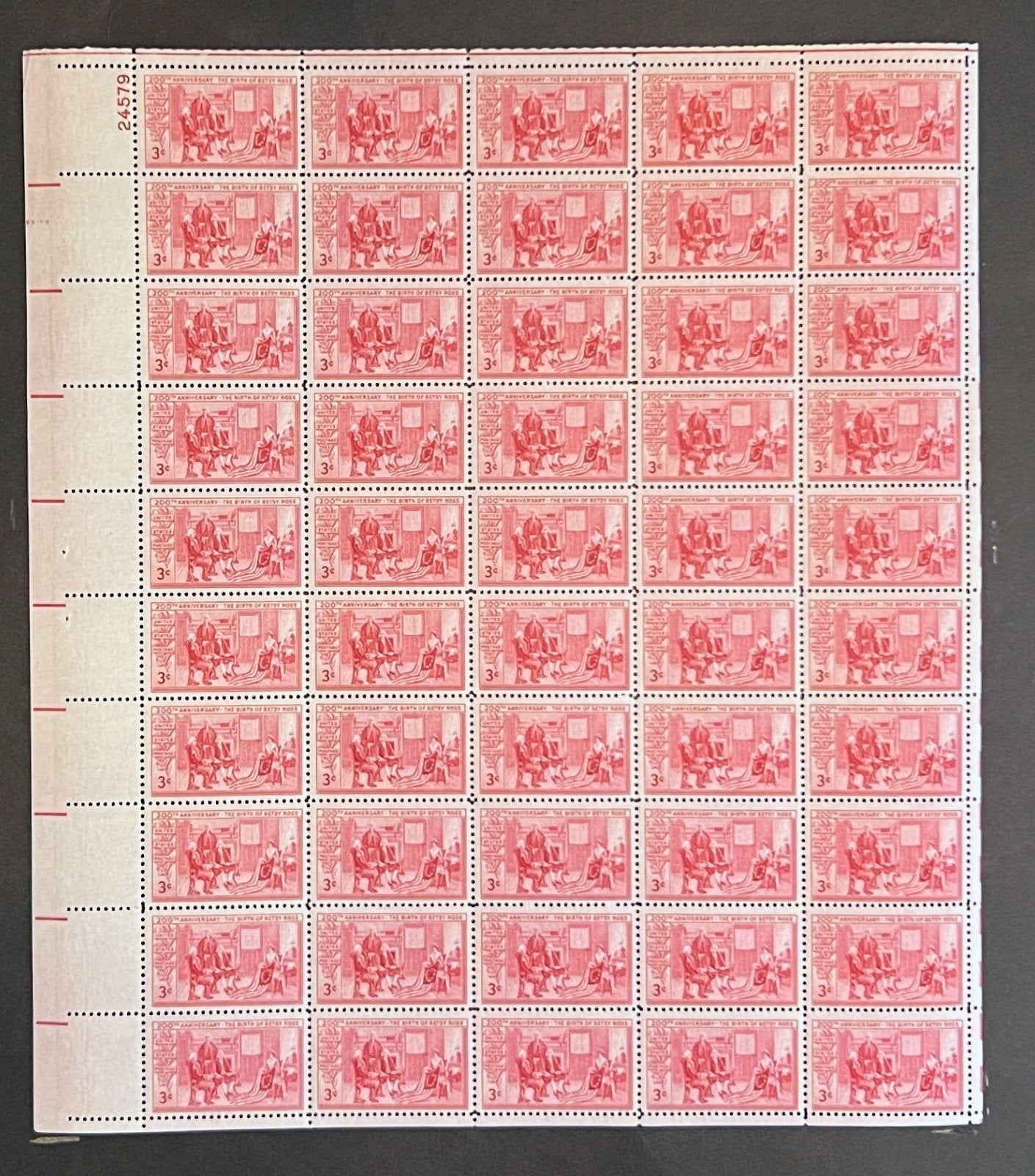 US 1004 Mint Sheet (MNH) Betsy Ross 200th Birthday 3-Cent 1952 ZAYIX