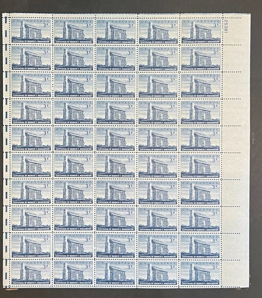 US 1074 Mint Sheet (MNH) Booker T Washington Educator 3-Cent 1956 P# 25381 ZAYIX