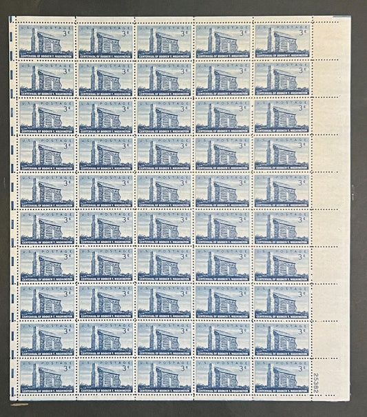 US 1074 Mint Sheet (MNH) Booker T Washington Educator 3-Cent 1956 P# 25382 ZAYIX