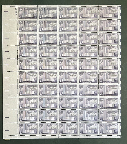 US 1076 Mint Sheet (MNH) FIPEX NY City Coliseum 1956 P# 25386 ZAYIX