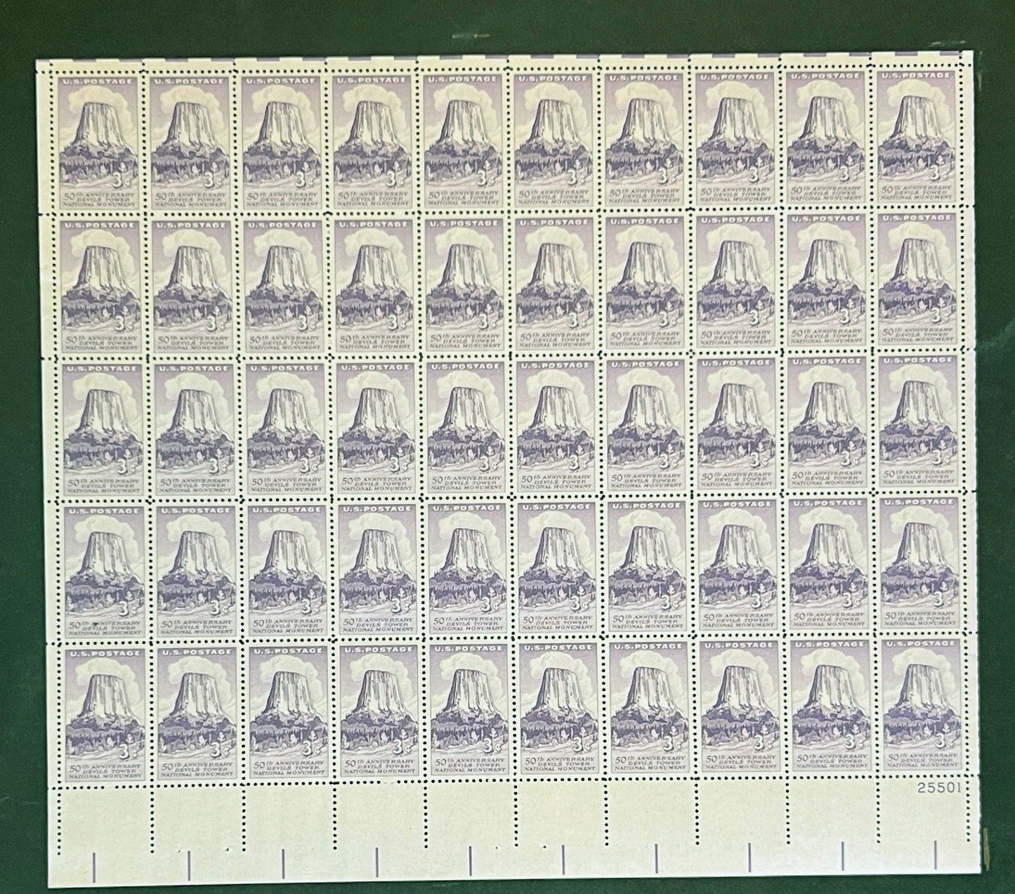 US 1084 Mint Sheet (MNH) Devils Tower Wyoming 1956 ZAYIX