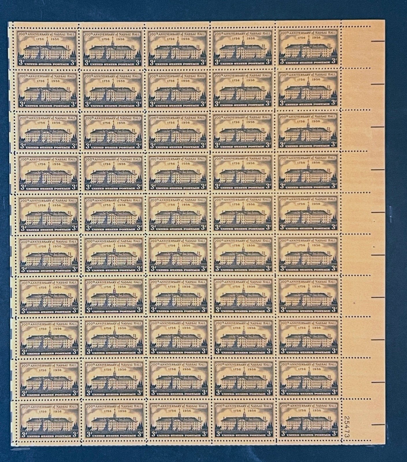US 1083 Mint Sheet (MNH) Nassau Hall Princeton 200th Anniversary 1956 ZAYIX