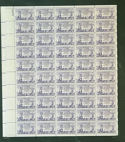 US 1015 Mint Sheet (MNH) Newspaper Boys 1952 ZAYIX