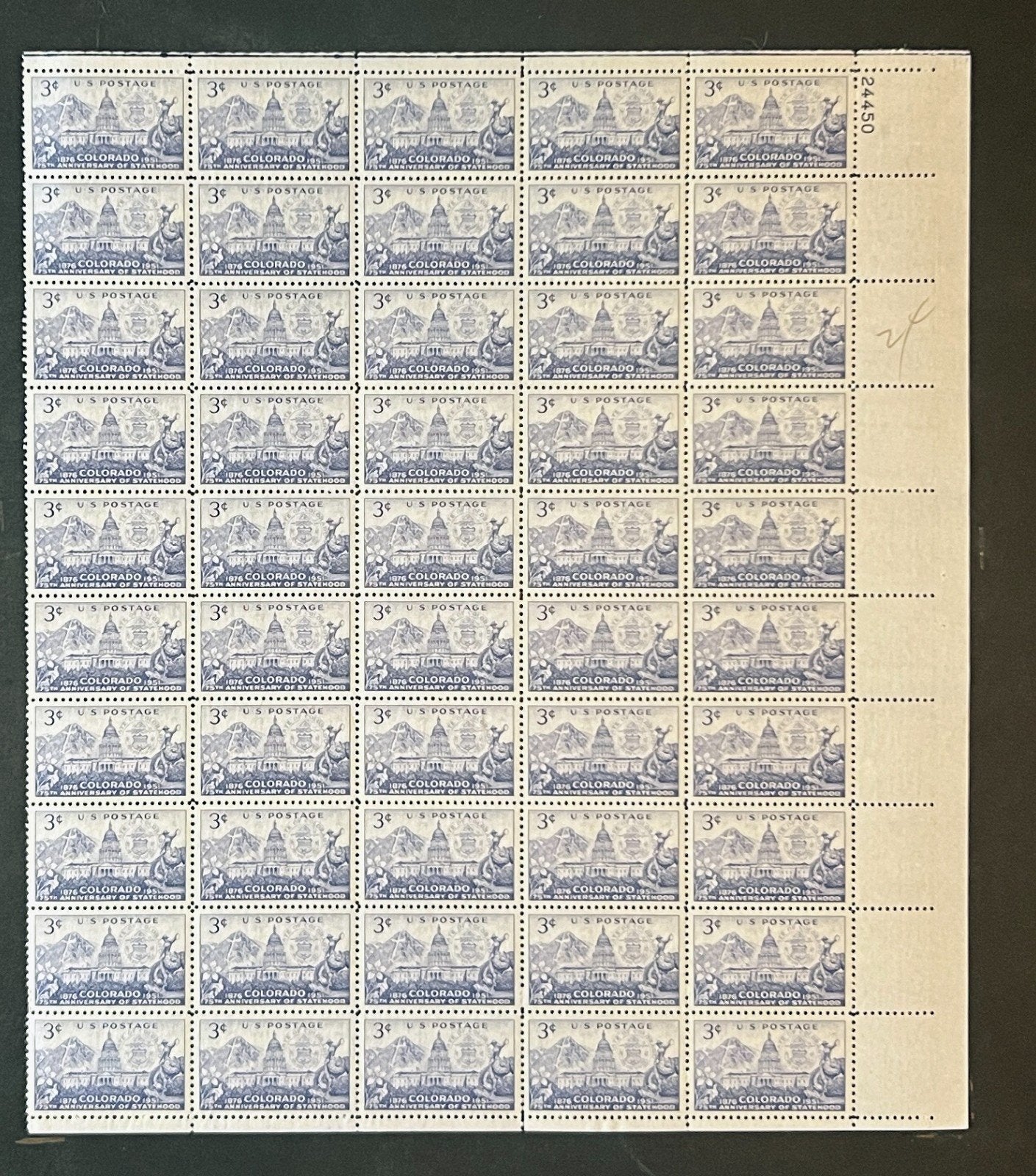 US 1001 Mint Sheet (MNH) Colorado Statehood 75th Anniversary 1951 ZAYIX