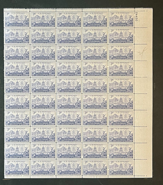 US 1001 Mint Sheet (MNH) Colorado Statehood 75th Anniversary 1951 ZAYIX