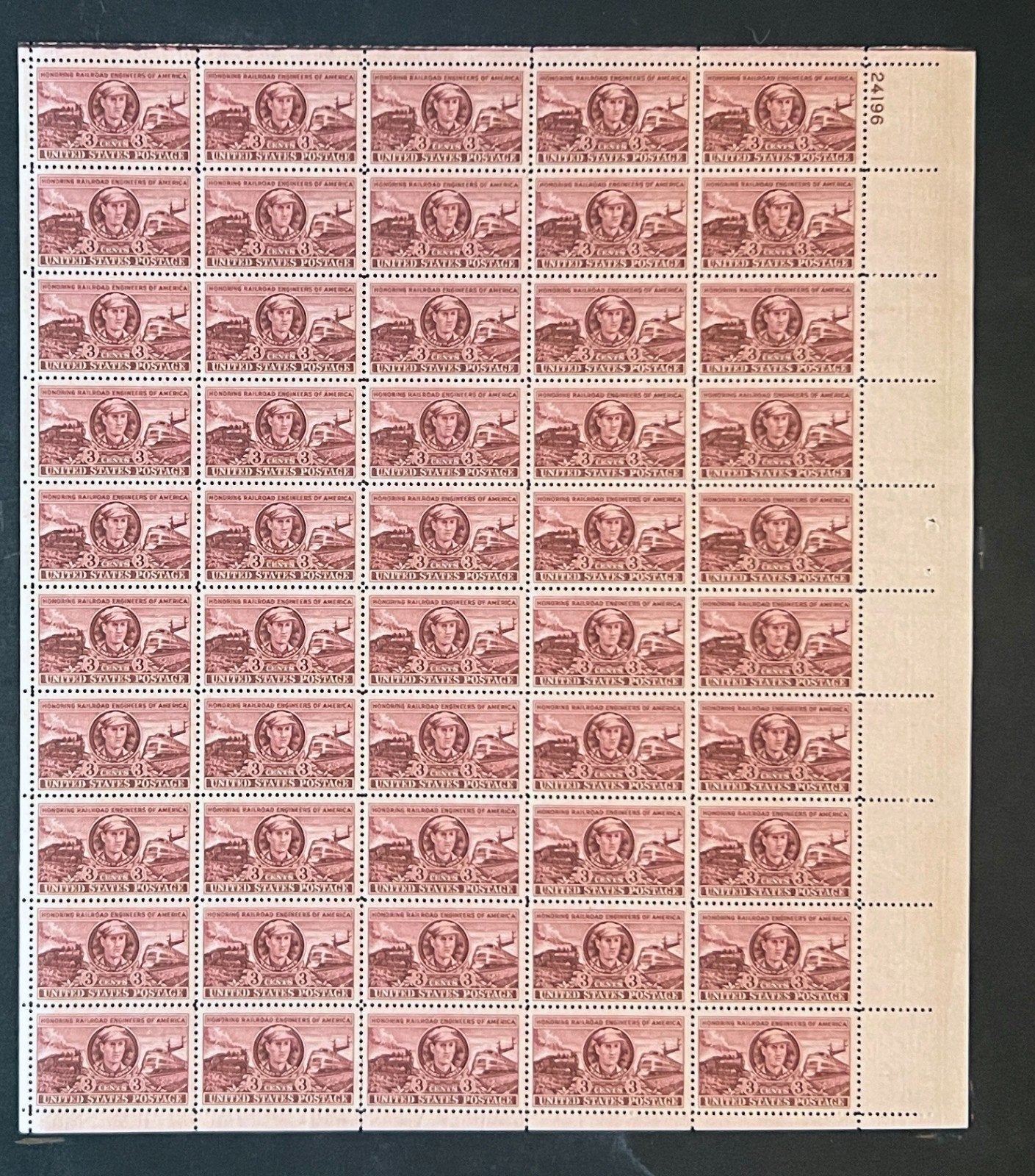 US 993 Mint Sheet (MNH) Railroad Engineers Casey Jones 1950 ZAYIX
