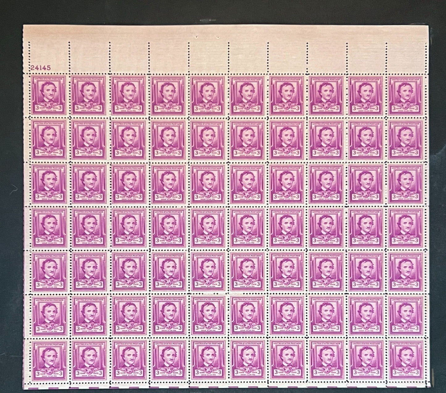 US 986 Mint Sheet (MNH) Edgar Allan Poe Writer 1949 ZAYIX