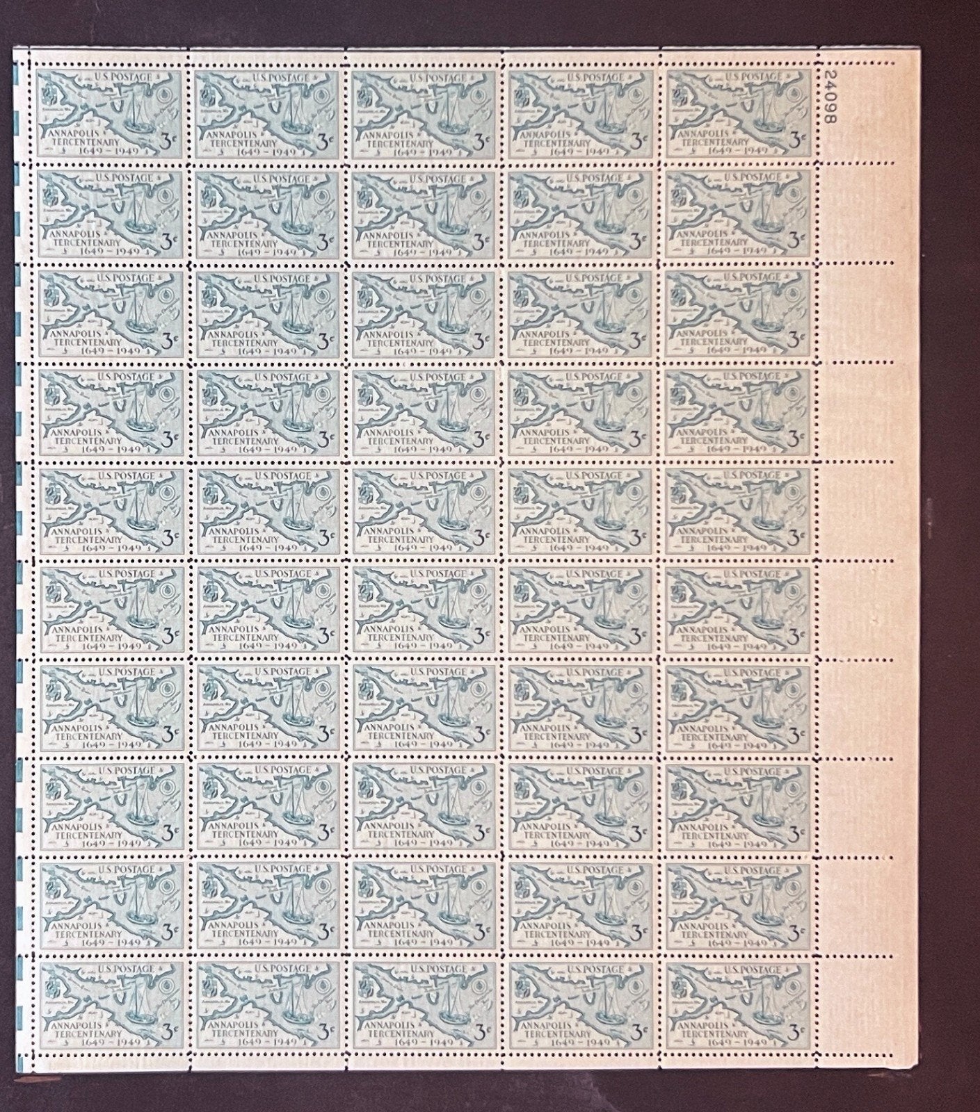 US 984 Mint Sheet (MNH) Annapolis Tercentenary 1949 ZAYIX
