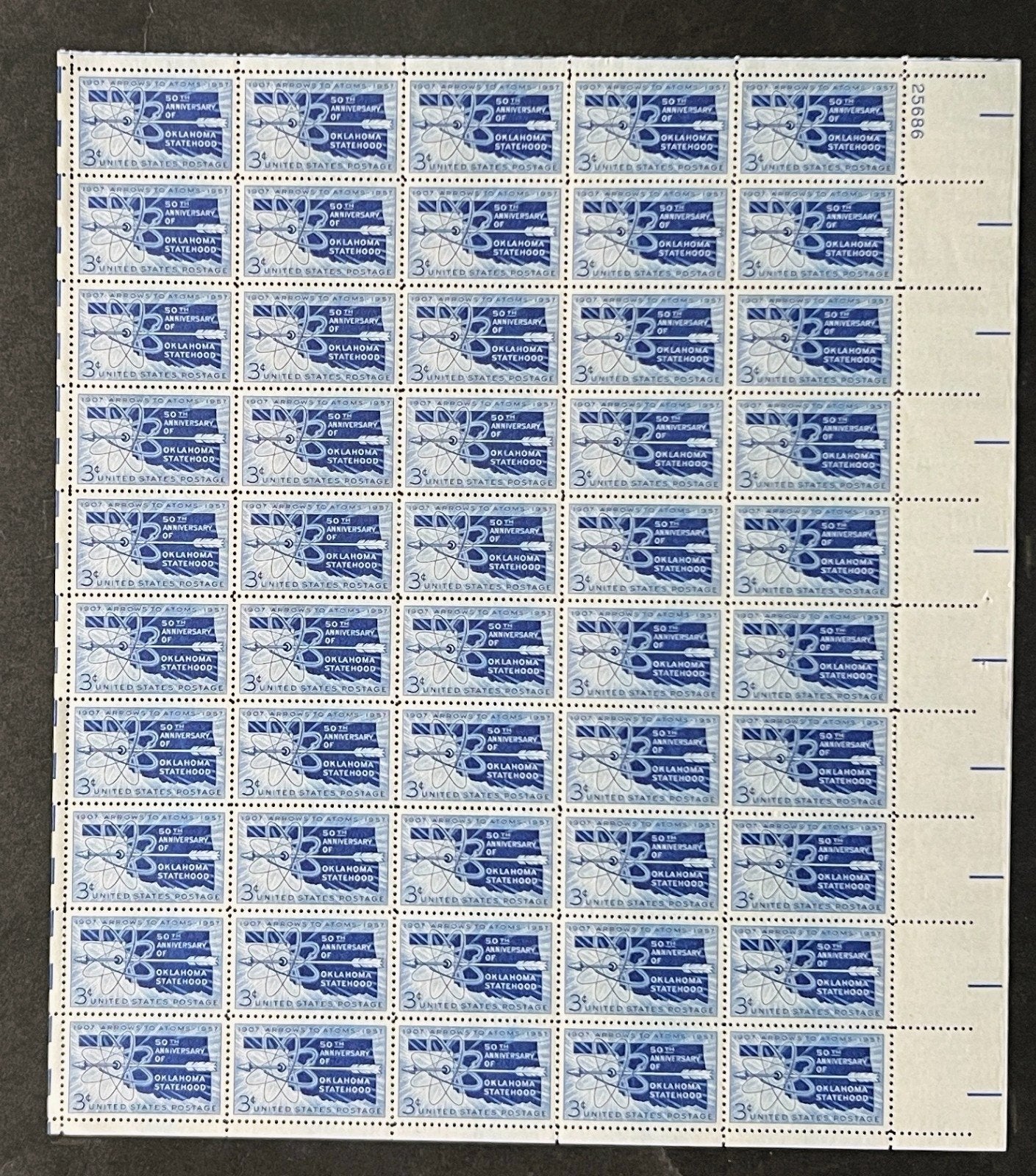 US 1092 Mint Sheet (MNH) Oklahoma Statehood 50th Anniversary 1957 ZAYIX