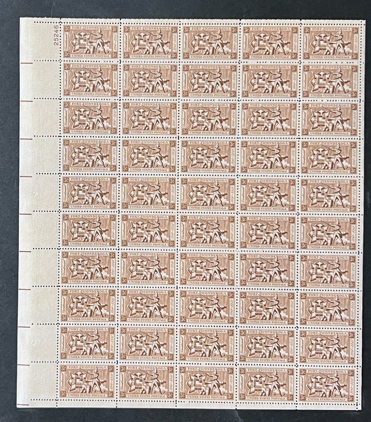 US 1071 Mint Sheet (MNH) Fort Ticonderoga NY Bicentennial 1955 ZAYIX