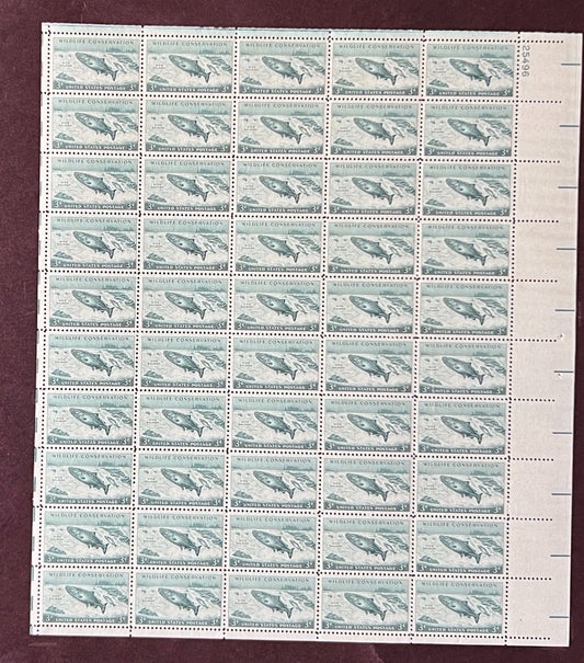 US 1079 Mint Sheet (MNH) Wildlife King Salmon 1956 ZAYIX