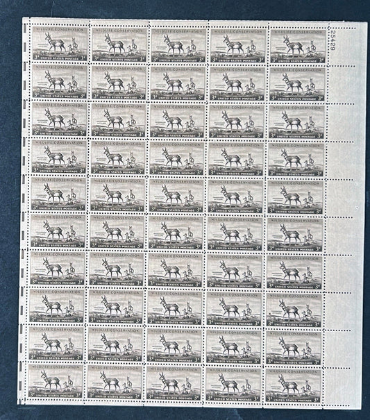US 1078 Mint Sheet (MNH) Wildlife Antelope 1956 ZAYIX