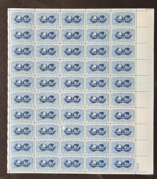 US 1070 Mint Sheet (MNH) Atoms for Peace 3-Cent 1955 ZAYIX