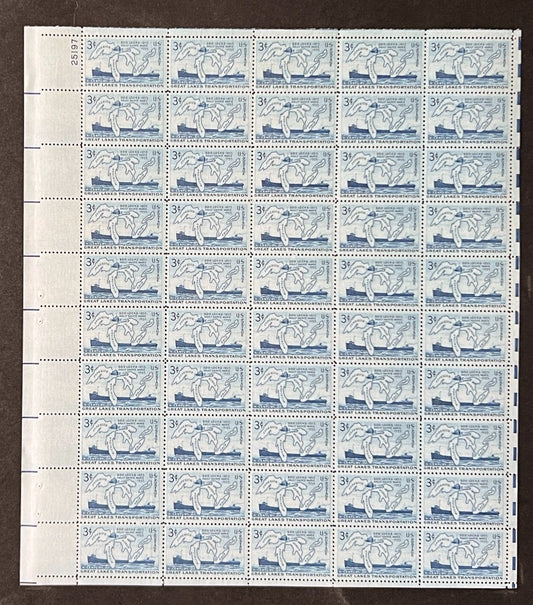 US 1069 Mint Sheet (MNH) Soo Locks Centennial 1955 ZAYIX