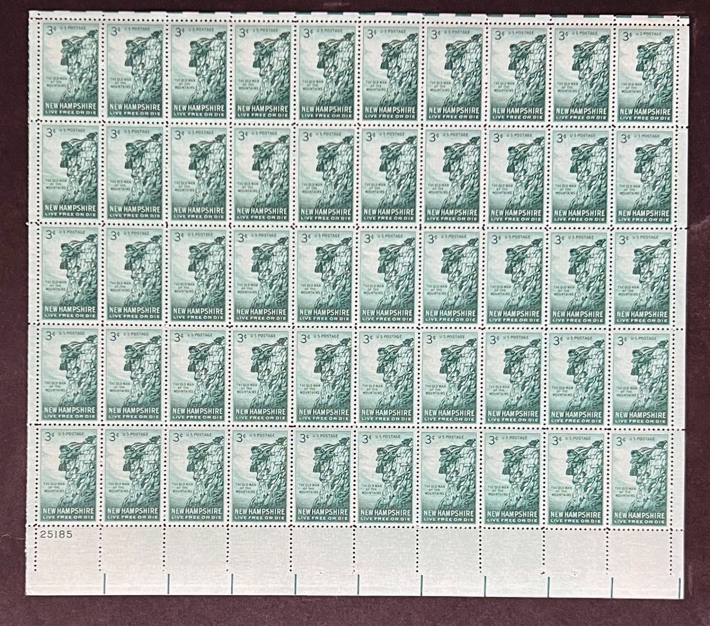 US 1068 Mint Sheet (MNH) Old Man of the Mountains 3-Cent 1955 ZAYIX