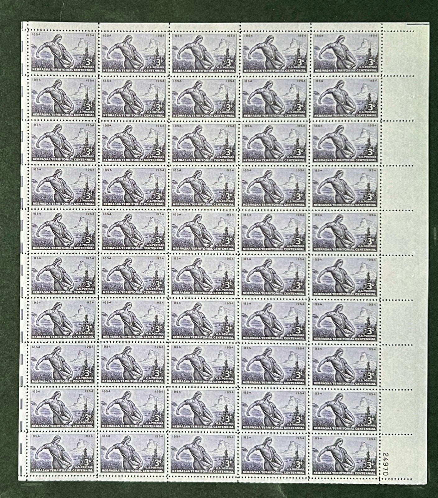 US 1060 Mint Sheet (MNH) Nebraska Territory Centennial 3-Cent 1955 ZAYIX