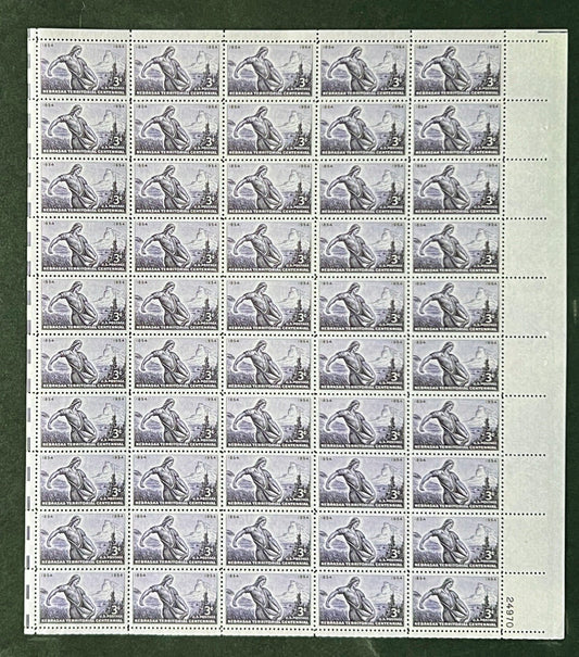 US 1060 Mint Sheet (MNH) Nebraska Territory Centennial 3-Cent 1955 ZAYIX