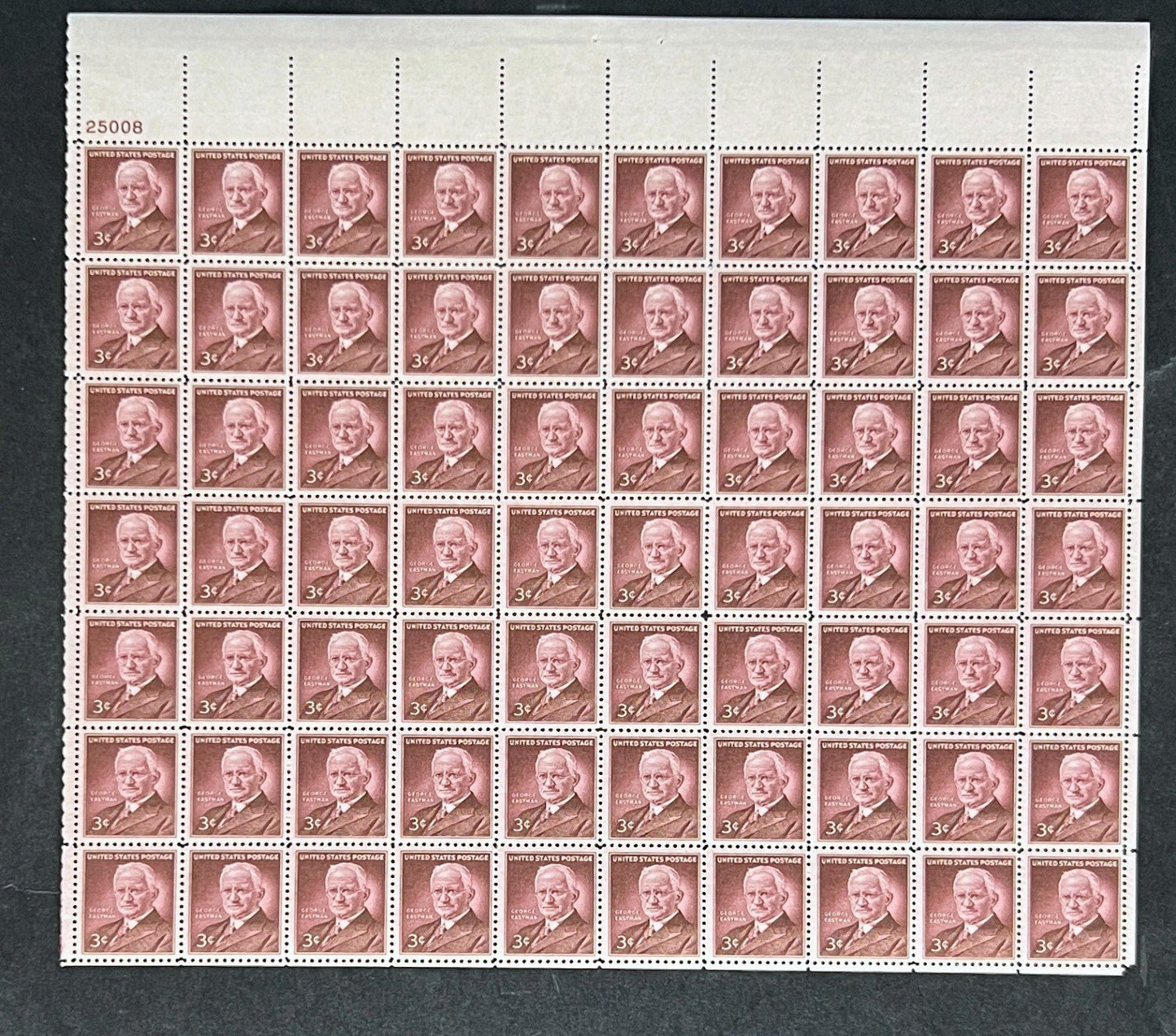 US 1062 Mint Sheet (MNH) George Eastman Inventor 3-Cent 1955 ZAYIX