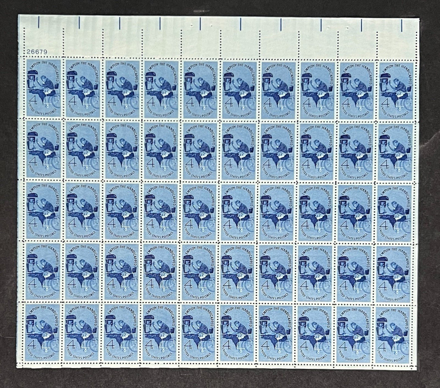 US 1155 Mint Sheet (MNH) Employ the Handicapped 4-Cent 1960 ZAYIX