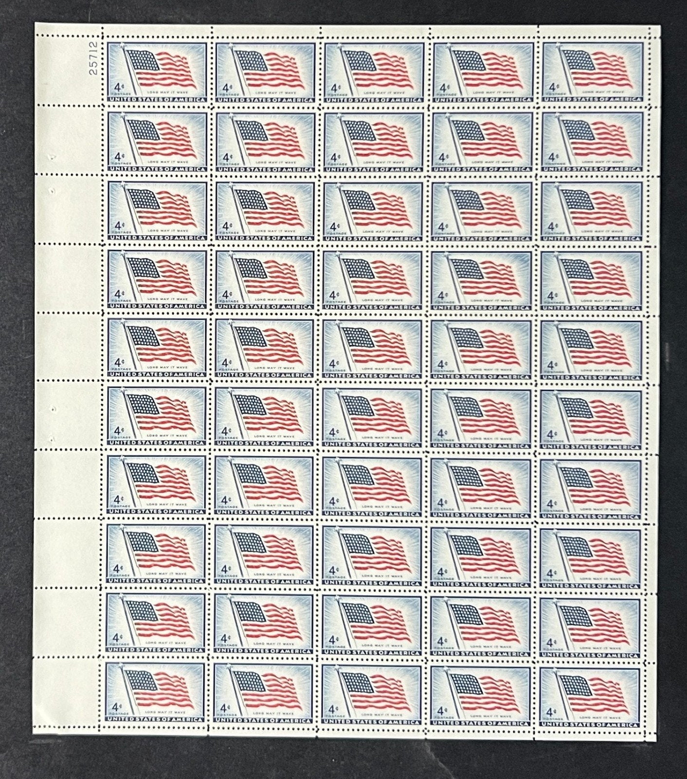US 1094 Mint Sheet (MNH) 48 Star US Flag 4-Cent 1957 ZAYIX