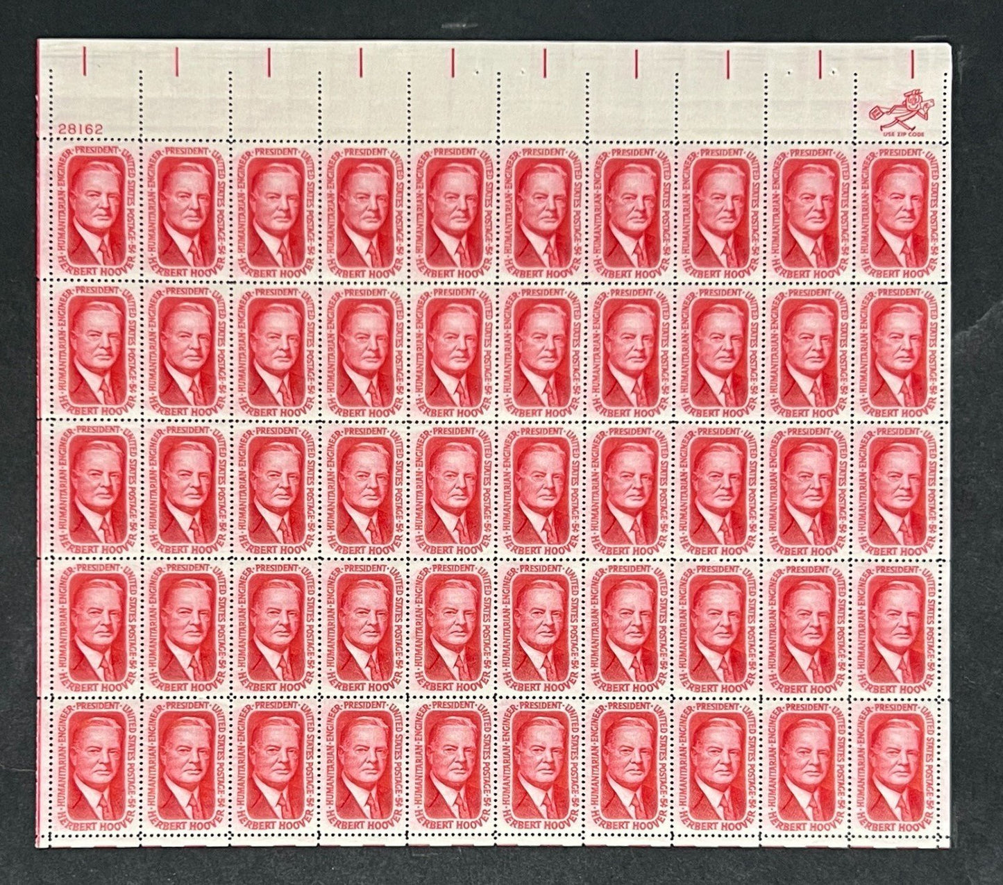 US 1269 Mint Sheet (MNH) Herbet Hoover President 5-Cent 1965 ZAYIX