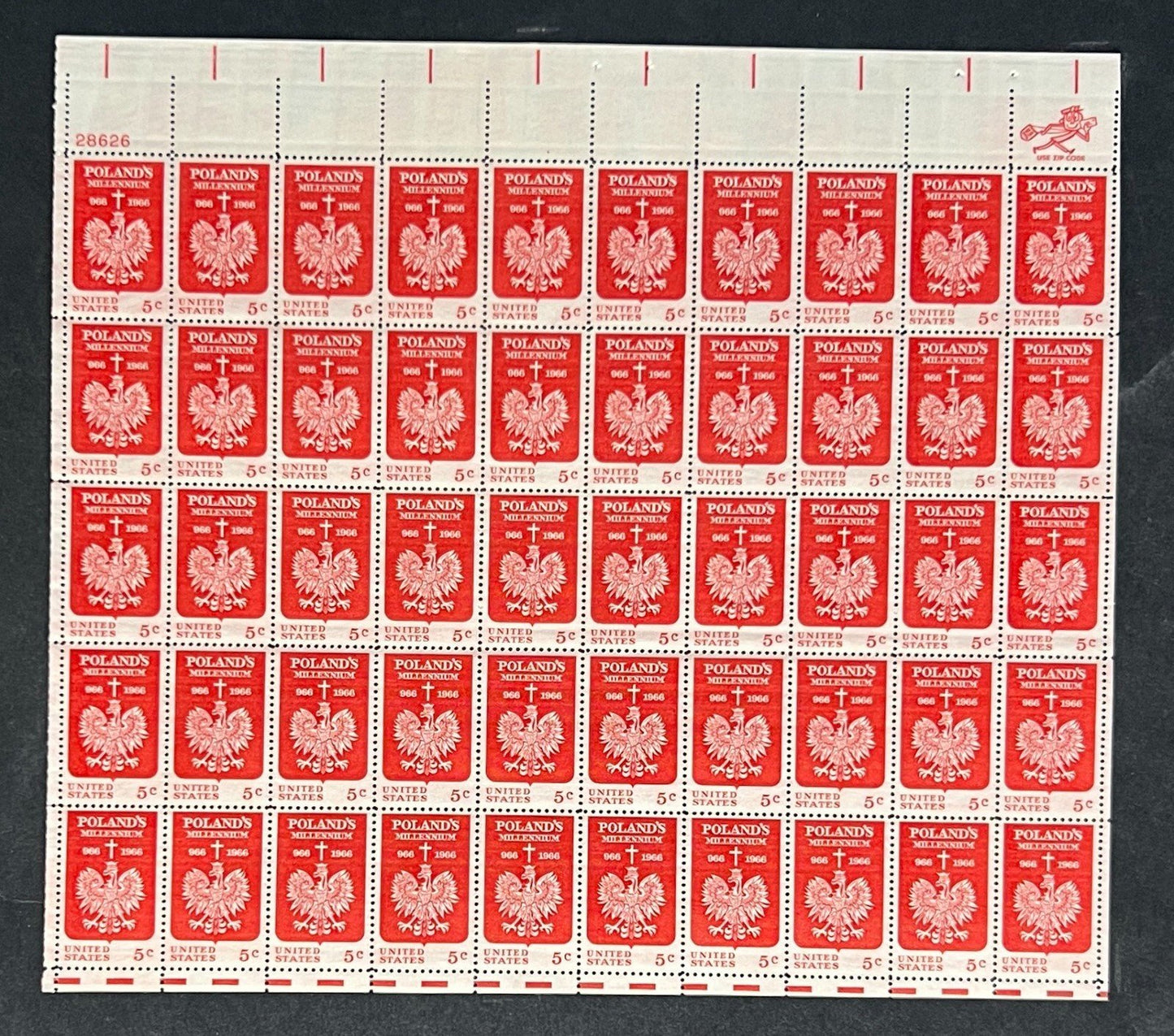 US 1313 Mint Sheet (MNH) polish Christianity Millenium 5-Cent 1966 ZAYIX
