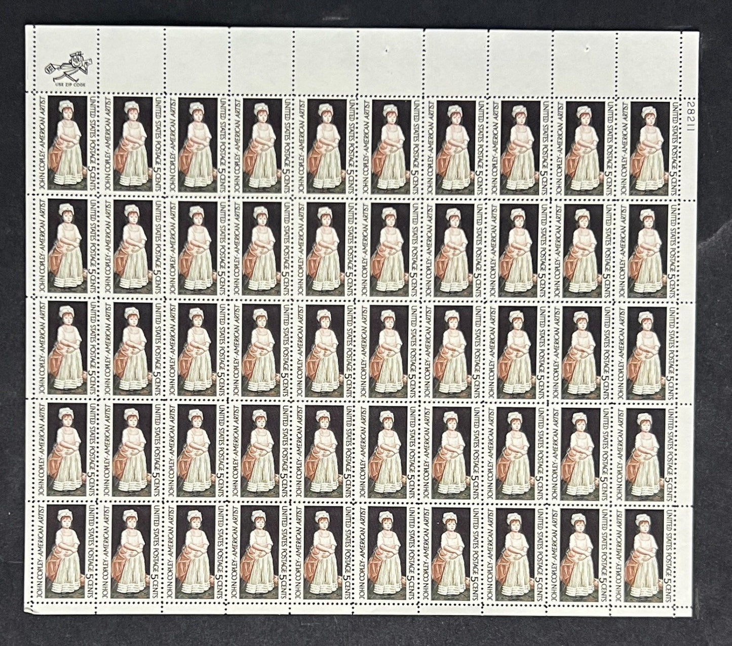 US 1273 Mint Sheet (MNH) John S Copley Painting 5-Cent 1965 ZAYIX