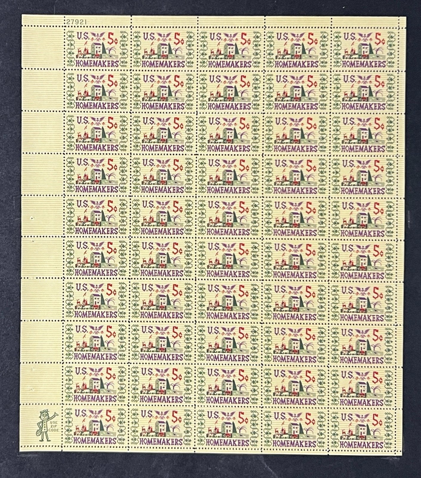 US 1253 Mint Sheet (MNH) Homemakers Sampler 5-Cent 1964 ZAYIX