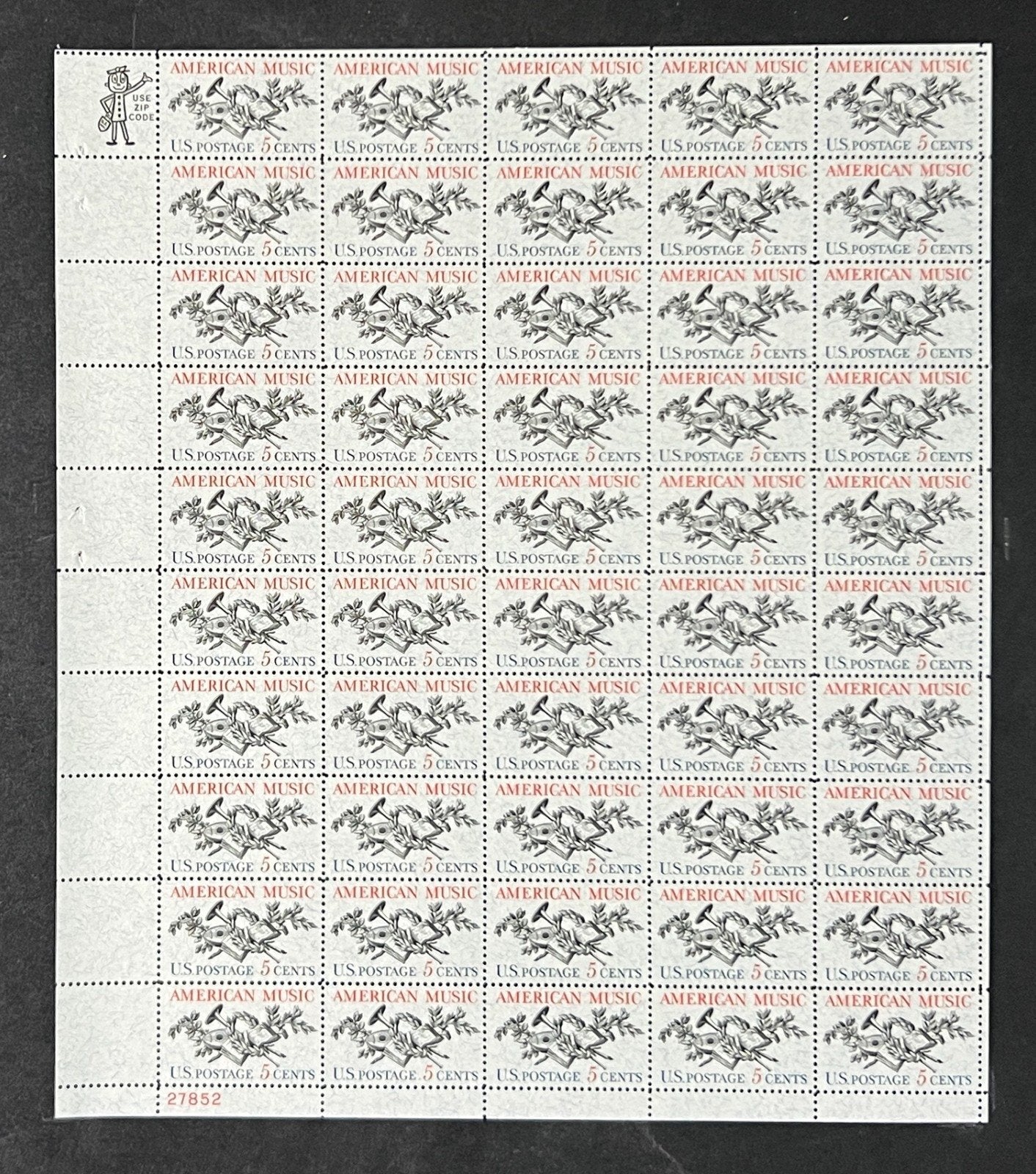US 1252 Mint Sheet (MNH) American Music ASCAP 50th Anniversary 5-Cent 1964 ZAYIX
