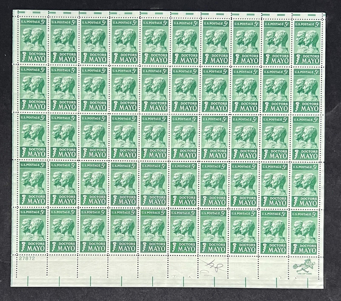 US 1251 Mint Sheet (MNH) Doctors William & Charles Mayo 5-Cent 1964 ZAYIX