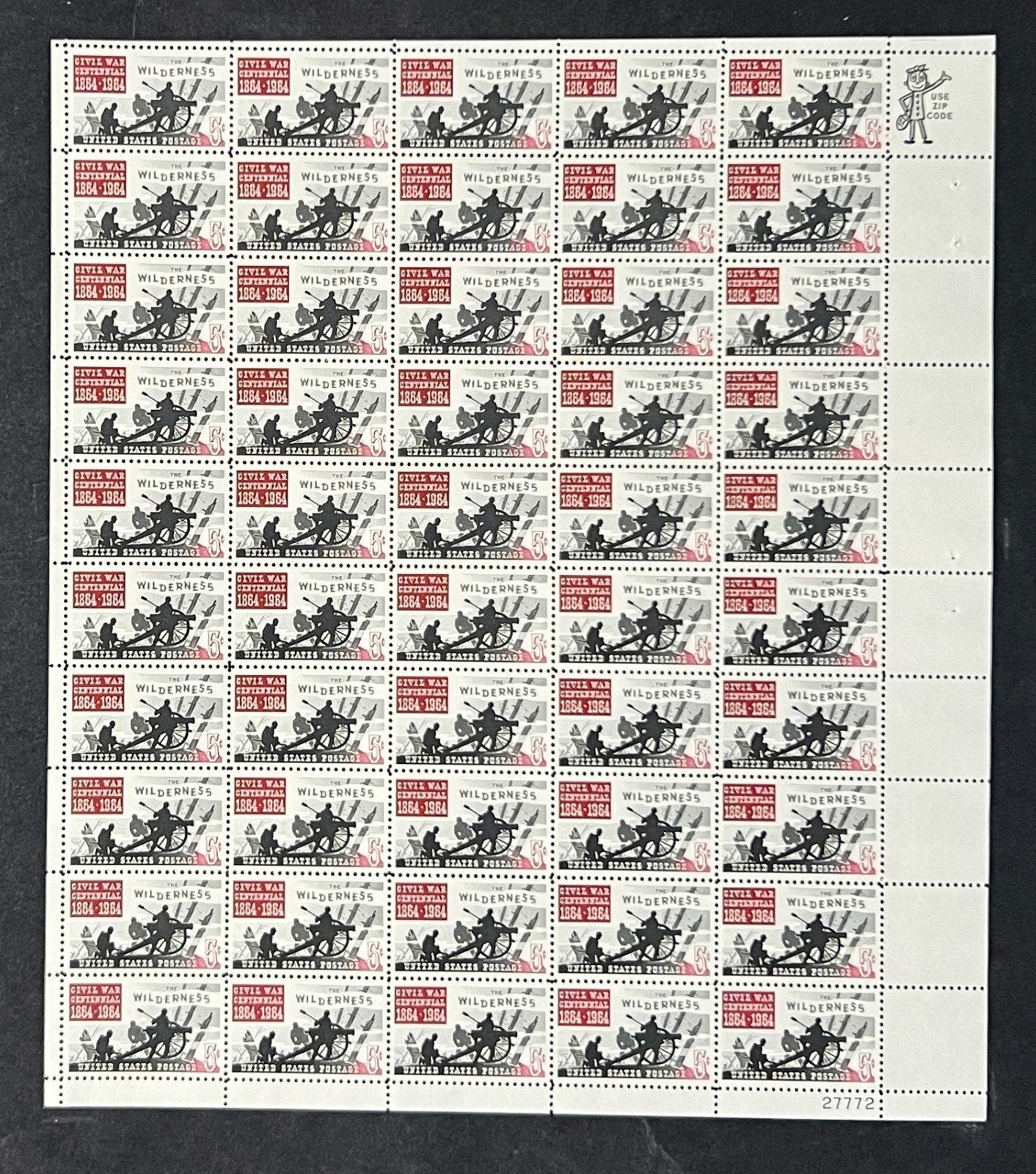 US 1181 Mint Sheet (MNH) Battle of the Wilderness 5-Cent 1964 P#27772 ZAYIX