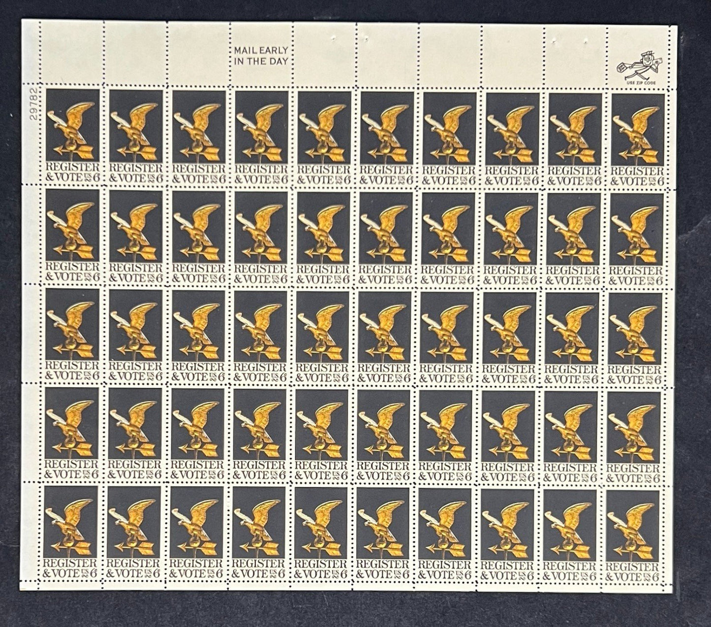 US 1344 Mint Sheet (MNH) Registe and Vote 6-Cent 1968 ZAYIX