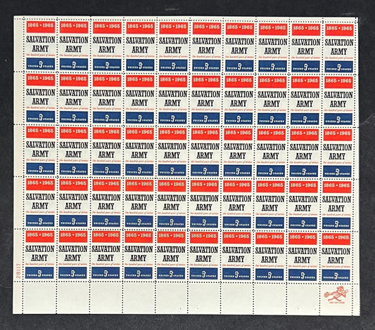 US 1267 Mint Sheet (MNH) Salvation Army Centennial 5-Cent 1965 ZAYIX