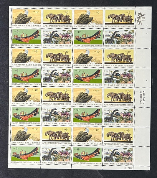 US 1387-1390 Mint Sheet (MNH) Natural History 6-Cent 1970 ZAYIX