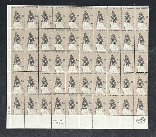 US 1359 Mint Sheet (MNH) Leif Erikson Norse Explorer 6-Cent 1968 ZAYIX