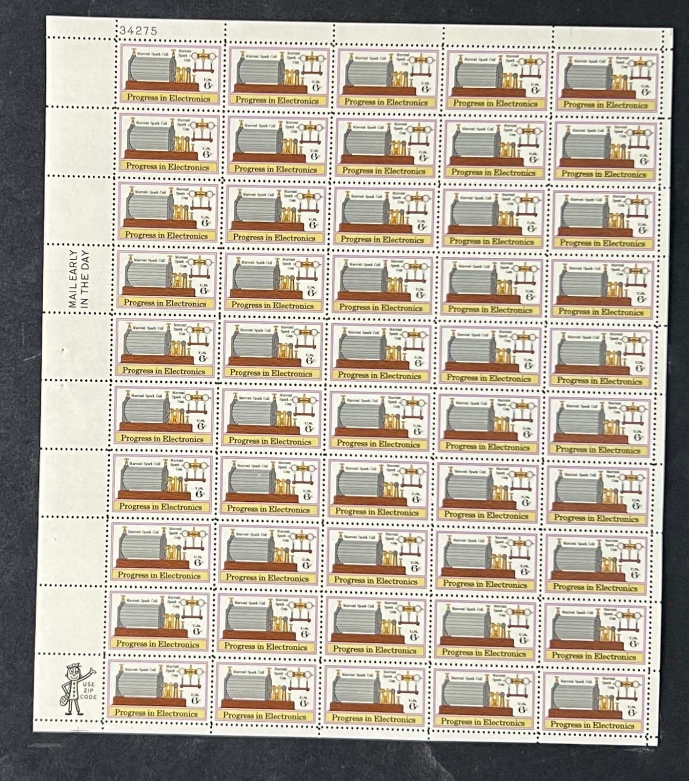 US 1500 Mint Sheet (MNH) Marconis Spark Coil 6-Cent 1973 P#34275 ZAYIX
