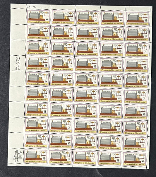 US 1500 Mint Sheet (MNH) Marconis Spark Coil 6-Cent 1973 P#34275 ZAYIX