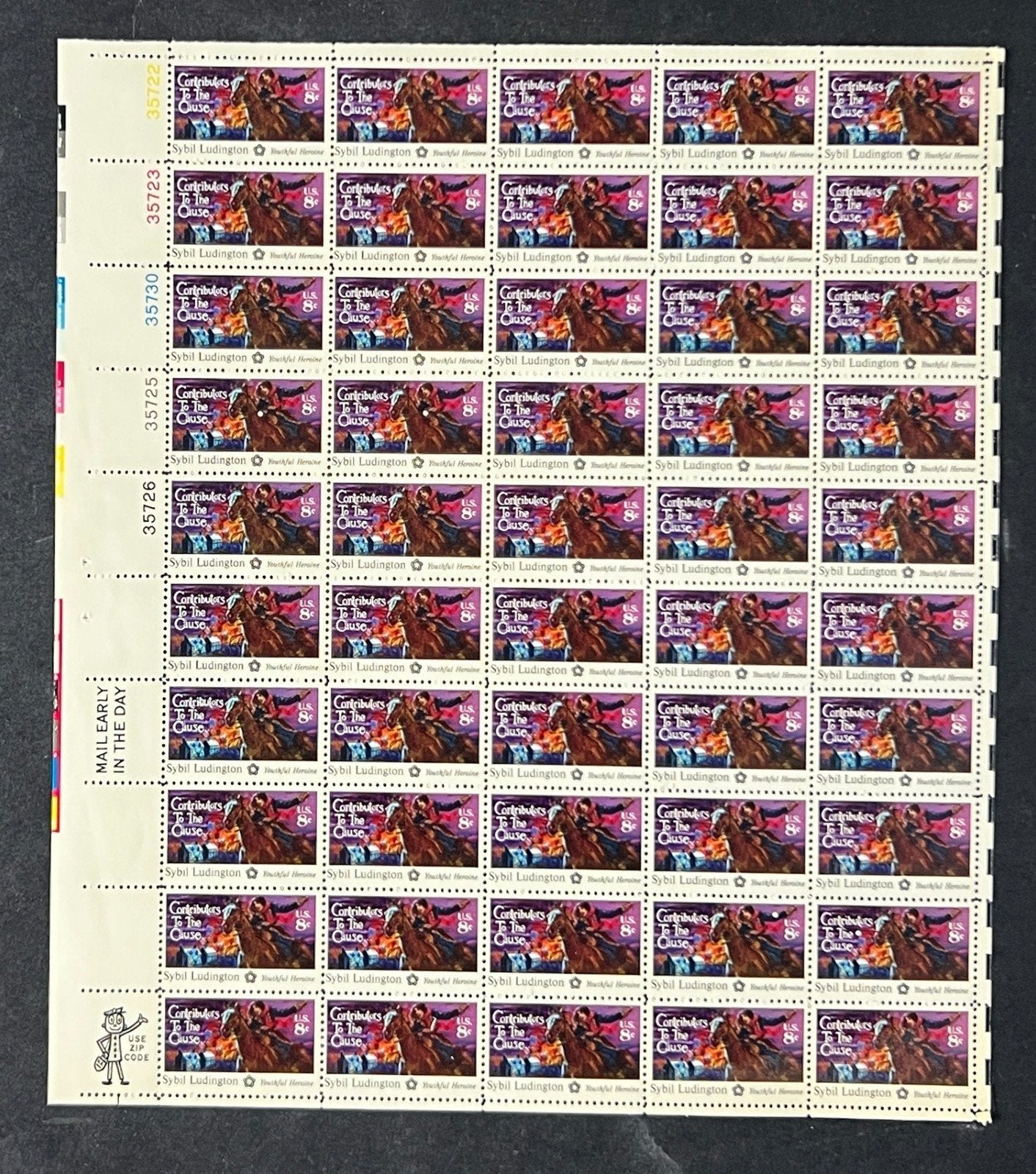 US 1559 Mint Sheet (MNH) Sybil Ludington (PB10) 8-Cent 1975 ZAYIX