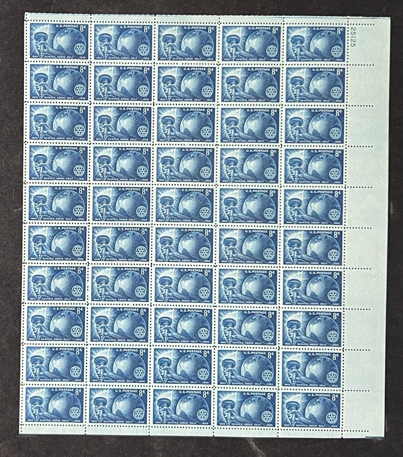 US 1066 Mint Sheet (MNH) Rotary International 50th Anniversary 8-Cent 1955 ZAYIX