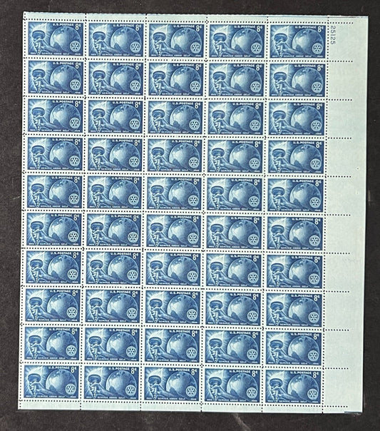US 1066 Mint Sheet (MNH) Rotary International 50th Anniversary 8-Cent 1955 ZAYIX