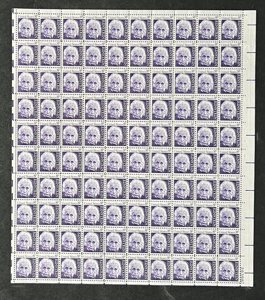 US 1285 Mint Sheet (MNH) Albert Einstein Physicist 8-Cent 1966 P#28399 ZAYIX