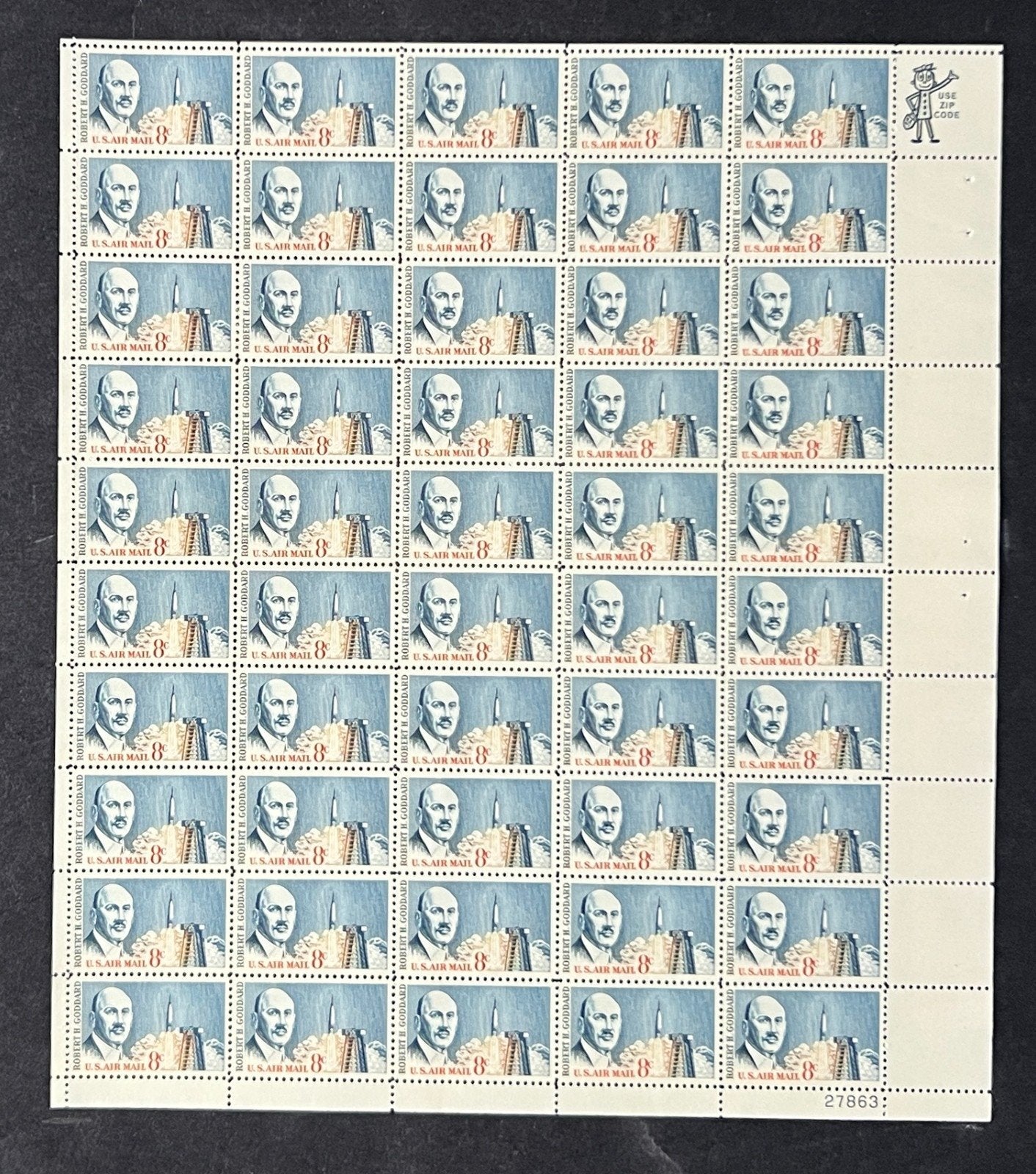 US C69 Mint Sheet (MNH) Robert H Goddard Rockets 8-Cent 1964 ZAYIX