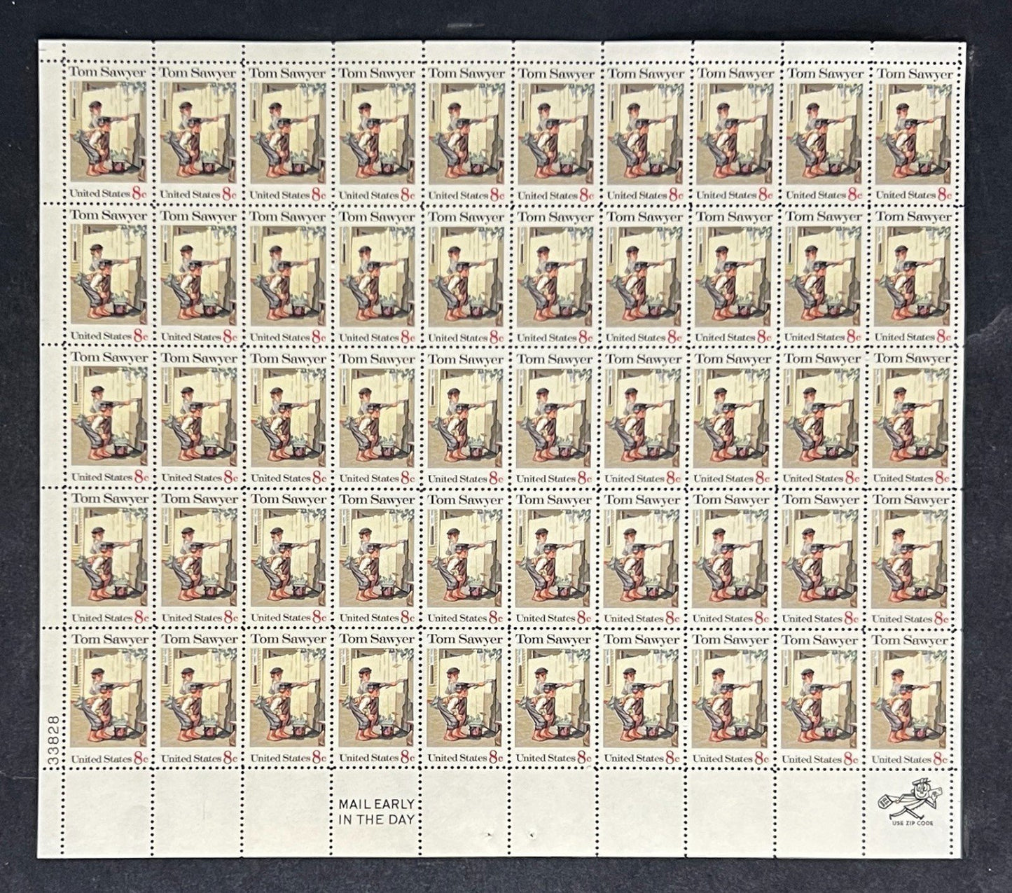 US 1470 Mint Sheet (MNH) Folklore Tom Sawyer 8-Cent 1972 P#33828 ZAYIX