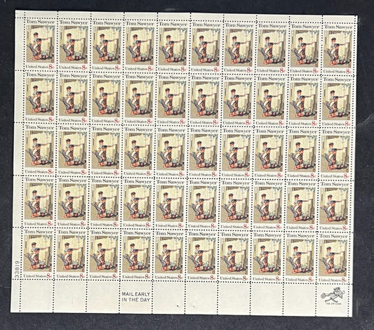US 1470 Mint Sheet (MNH) Folklore Tom Sawyer 8-Cent 1972 P#33828 ZAYIX