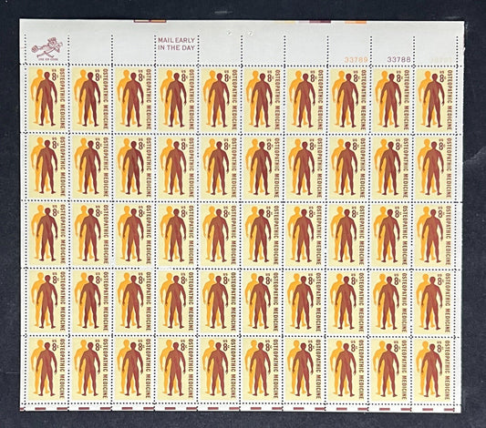 US 1469 Mint Sheet (MNH) Osteopathic Medicine (PB6) 8-Cent 1972 ZAYIX