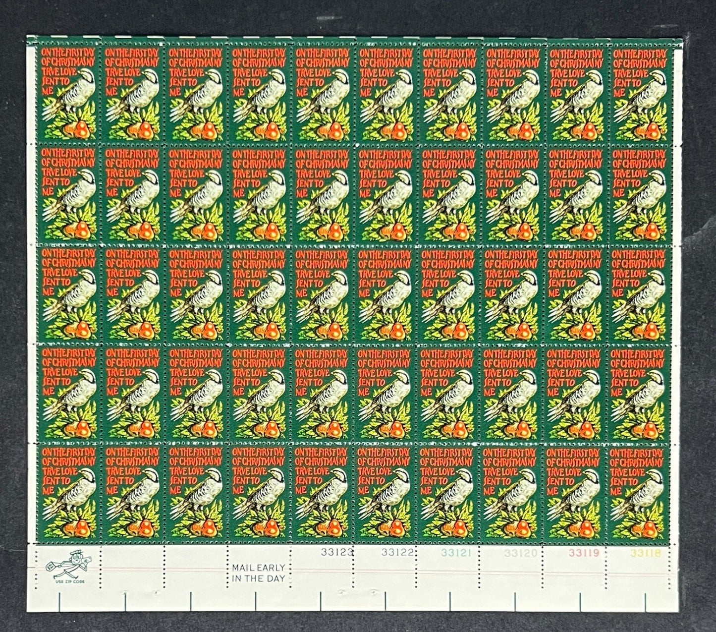 US 1445 Mint Sheet (MNH) Christmas Partridge (PB12) 8-Cent 1971 ZAYIX