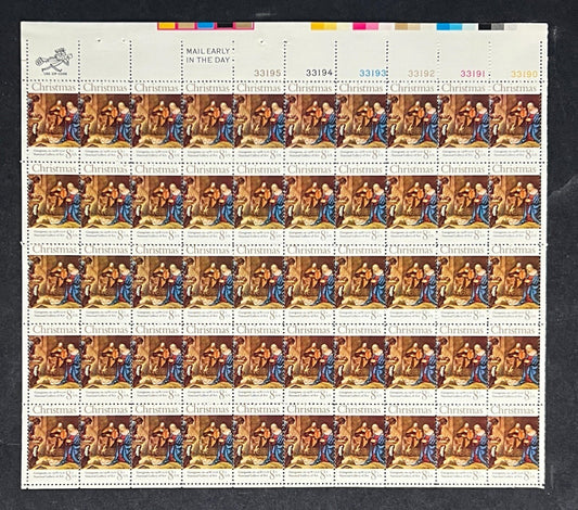 US 1444 Mint Sheet (MNH) Christmas Adoration (PB12) 8-Cent 1971 ZAYIX