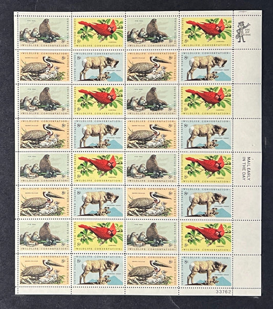 US 1464-1467 Mint Sheet (MNH) Wildlife Conservation 8-Cent 1972 P#33762 ZAYIX